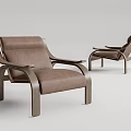 Modern Minimalist Leisure Chairs With Leather Upholstery And Wooden Frame Design