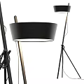 Modern Black Gold Floor Lamp With Tripod Base And Stylish Drum Shade Design