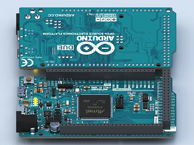 Arduino Uno Industrial Microcontroller Circuit Board With Electronic Components for Control Applications 3d model