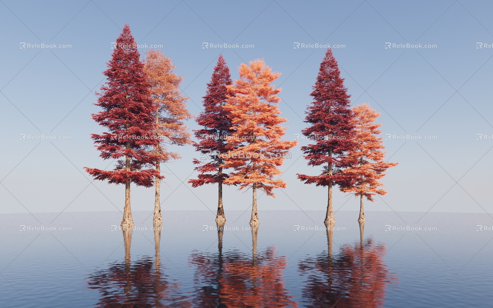 Metasequoia autumn and winter plants 3d model