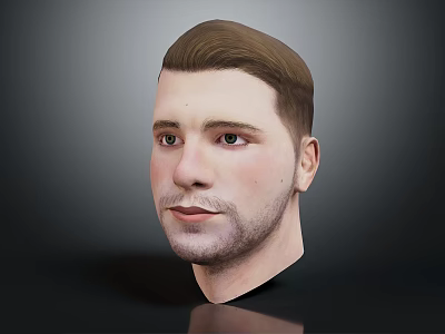 Realistic 3D Male Head Model With Short Brown Hair And Facial Features 3d model