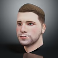 Realistic 3D Male Head Model With Short Brown Hair And Facial Features