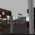 Modern Public Office Space With Open Layout Long Table Chairs And Wooden Elements 3d model