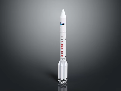 White PSLV Rocket Model With Space Launch Vehicle Design And Details 3d model