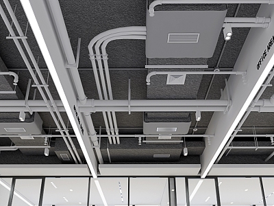 Office area pipe ceiling 3d model