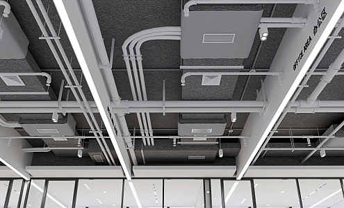 Office area pipe ceiling 3d model