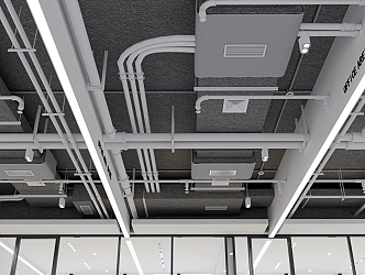 Office area pipe ceiling 3d model