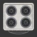 Kitchen Stove With Four Burners Front Knobs And Green Oven Door