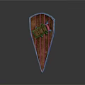 Medieval Wooden Shield With Metal Frame And Leather Straps For Defense