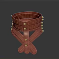 Red Leather Neckband Accessory With Metal Rivets And Cross Straps Design