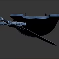 Black Medieval Sword And Shield With Ornate Decorative Patterns On Surface