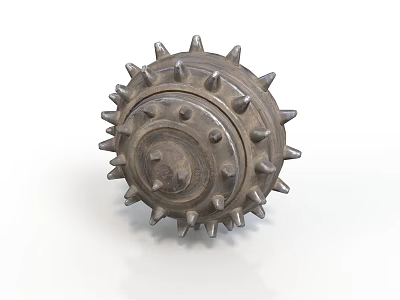 Industrial style metal cylinder metal cylinder rusty spiked industrial design 3 white background material detail object focus 3d model