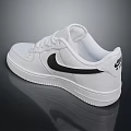Nike Air Force 1 White Leather Sneakers With Black Logo And Classic Design