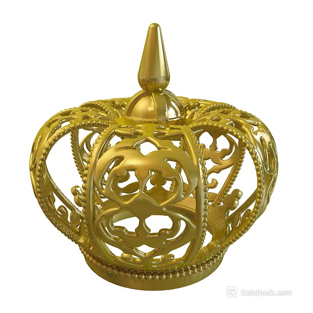Elegant Golden Crown Jewelry With Intricate Filigree Patterns And Ornate Design 3d model 