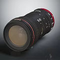 Professional Black Camera Lens With Red Ring And Focal Length Markings For Photography