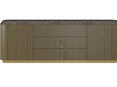 Modern Wooden TV Stand With Marble Top And Functional Drawers Cabinets 3d model