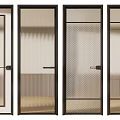 Modern Glass Doors With Diverse Textures Different Patterns And Black Frames 3d model