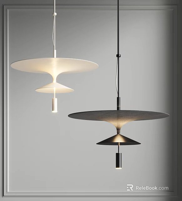 Modern Minimalist Pendant Lights With Layered Disc Shapes In White And Black 3d model 