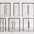 Modern Glass Doors With Black Frames Transparent Panels And Various Styles 3d model