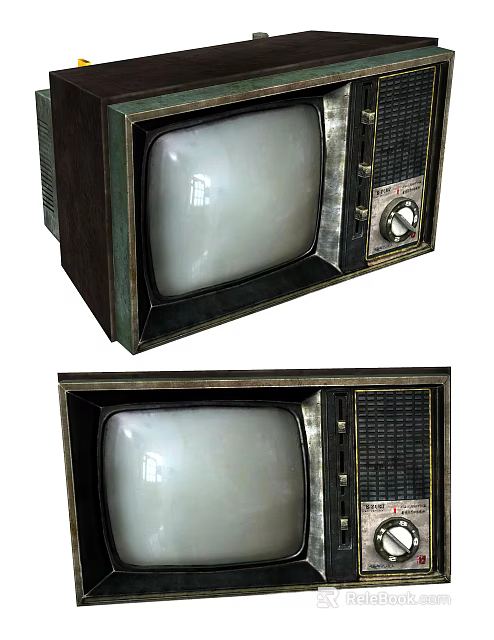 Vintage TV Design With Classic Wooden Frame And Retro Control Knobs 3d model 