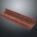 Red Rusty Metal Tray With Long Rectangular Shape And Side Support Frames In Industrial Style 3d model