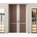 Modern Wine Cabinet Design With Glass Doors LED Lighting And Brown Panel
