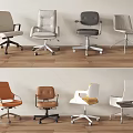 Modern Office Chairs With Various Designs Different Colors And Ergonomic Features For Workspace 3d model