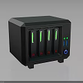 Network Storage Device With Multiple Slots Green Indicators Red Warning Symbols and Control Panel Buttons 3d model