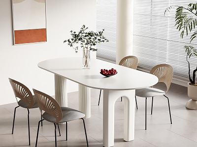 Modern Dining Table and Chair Combination Cream Dining Table and Chair Combination Table and Chair Jewelry Ornaments 3d model