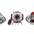 Red And White Kids Bed With Space Capsule Design Slide And Ladder
