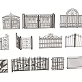 Wrought Iron Gates With Various Ornate Patterns And Decorative Designs Collection 3d model