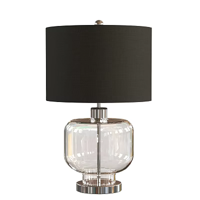 Modern Table Lamp With Black Lampshade Transparent Glass Base And Metal Stem 3d model