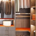 Modern Well Lit Walk-in Closet Interior Design With Hanging Garments Drawers And Shoe Storage