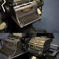 Vintage Computer Typing Machine Dual Desktop Devices With Metal Mechanical Keyboard And Retro Design