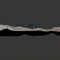 Detailed Colored Terrain Model With Rolling Mountain Peaks And Blue Pink White Shades