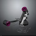 Modern Electric Hair Dryers With Pink Nozzles Silver Bodies Stand And Coiled Cord