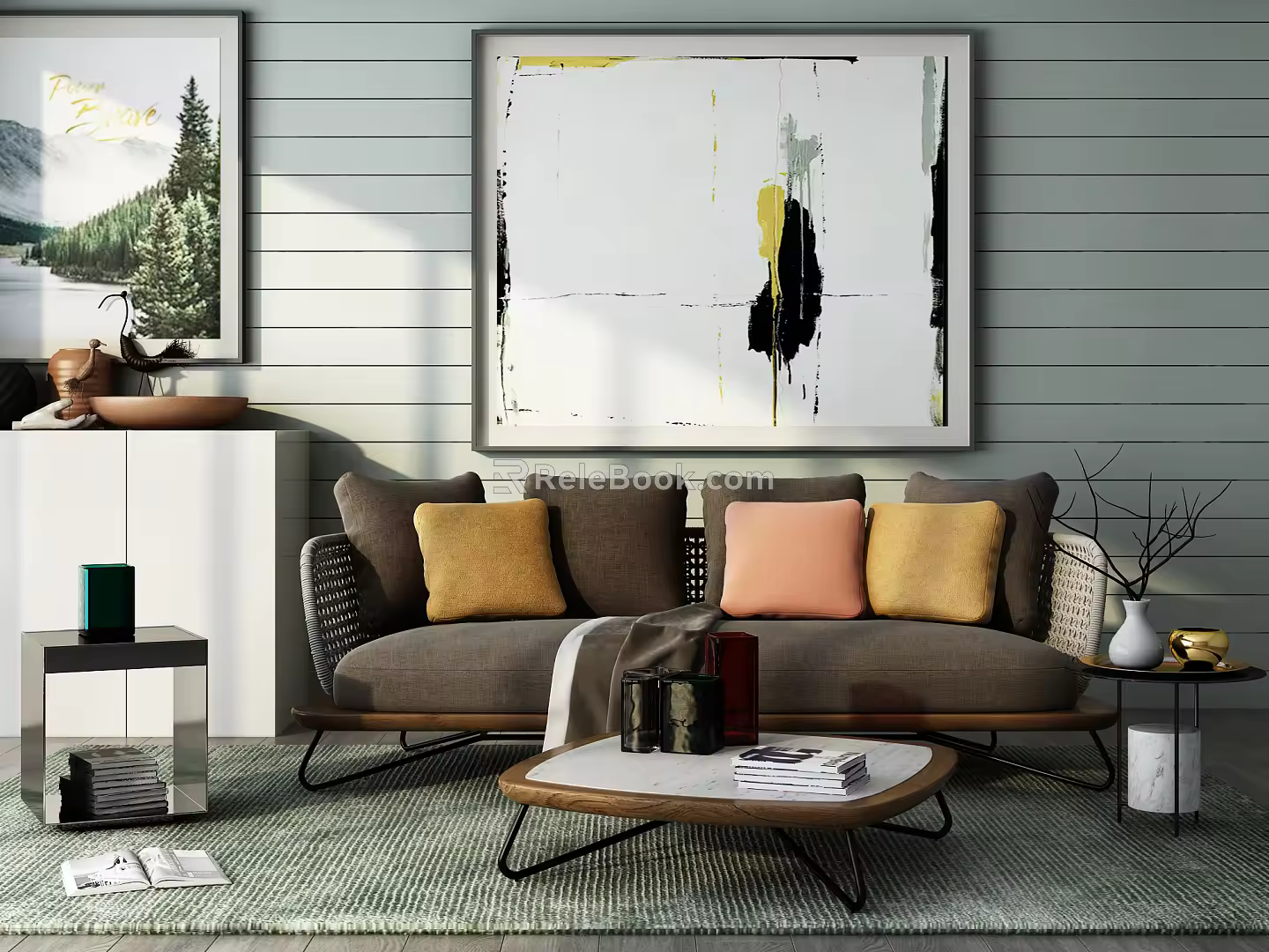 Modern double sofa combination 3d model