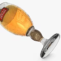 Beer Bottles and Glasses with Stella Artois Hoeegaarden and Yellow Liquid