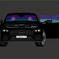 Modern Black Sports Car With Open Doors Colorful Reflective Roof And Windows
