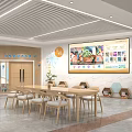 School Lobby With Long Table Chairs And Digital 3d model