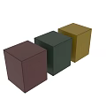 Coffee Table With Maroon Green And Yellow Cube Decorations On White Background 3d model