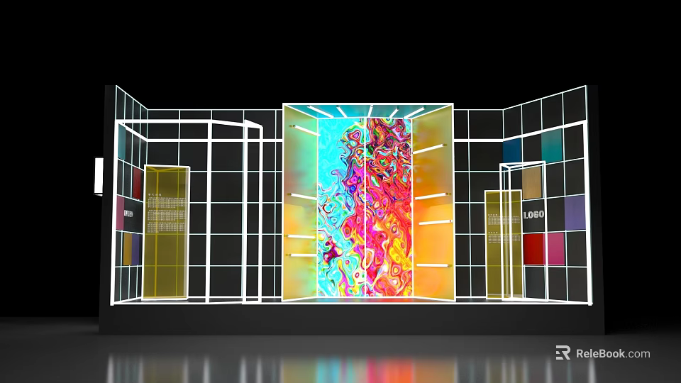 Modern Open Concept Kitchen Interior With Spacious Layout And Modern Elements 3d model