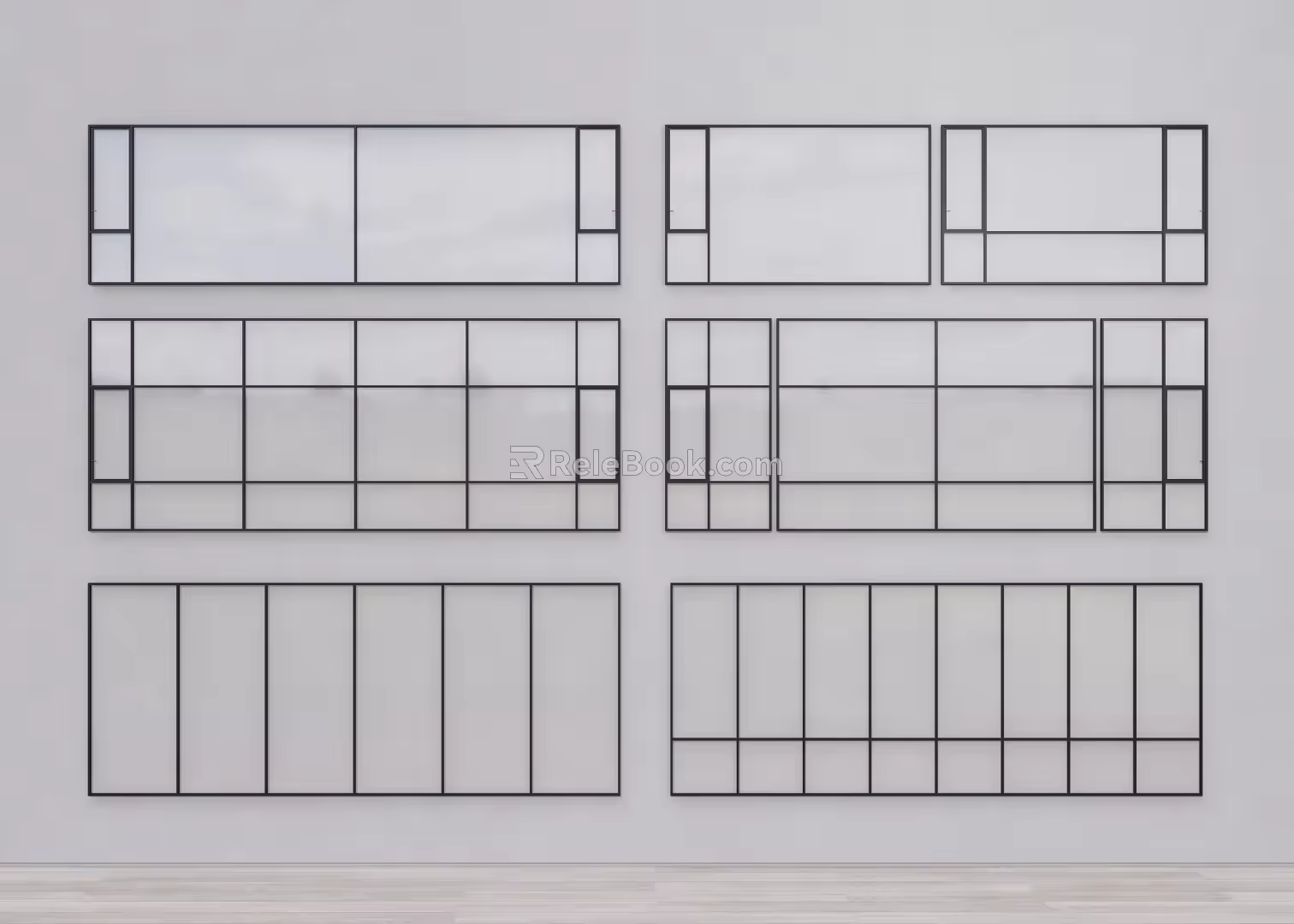 modern floor-to-ceiling windows 3d model