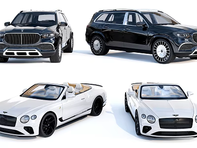 Luxury SUV and Convertible Cars Featuring Black and White Stylish Exterior Designs 3d model