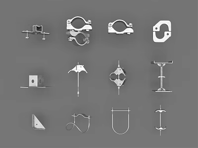 Various Types Of Metal Mechanical Components And Industrial Hardware Parts 3d model
