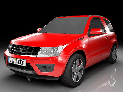 Red Suzuki SUV Exterior Design With Alloy Wheels And Front Grille 3d model