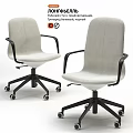 Modern Office Table and Chair Set with Light Gray Fabric Swivel Chairs and Black Armrests