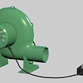 Green Industrial Blower With Impeller Wheel Air Outlet Base Stand Power Cable And Motor