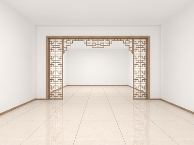 New Chinese Style Door Cave Lingshan Office Partition Wall Modeling 3d model