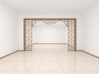 New Chinese Style Door Cave Lingshan Office Partition Wall Modeling 3d model